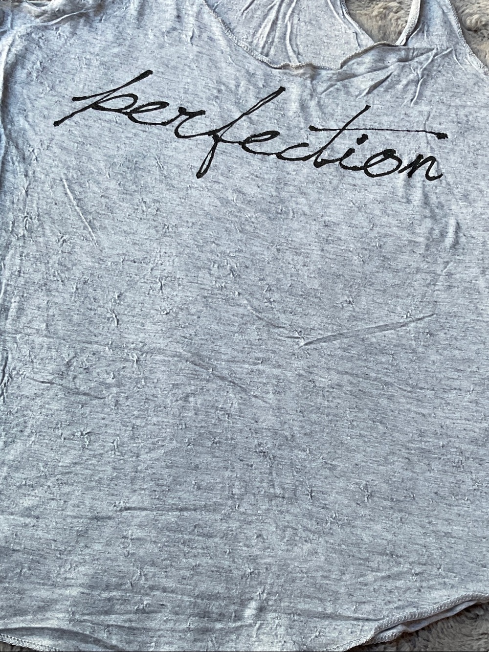 Forever 21 Light Gray 'Perfection' Script Racerback Tank - Picture 2 of 4
